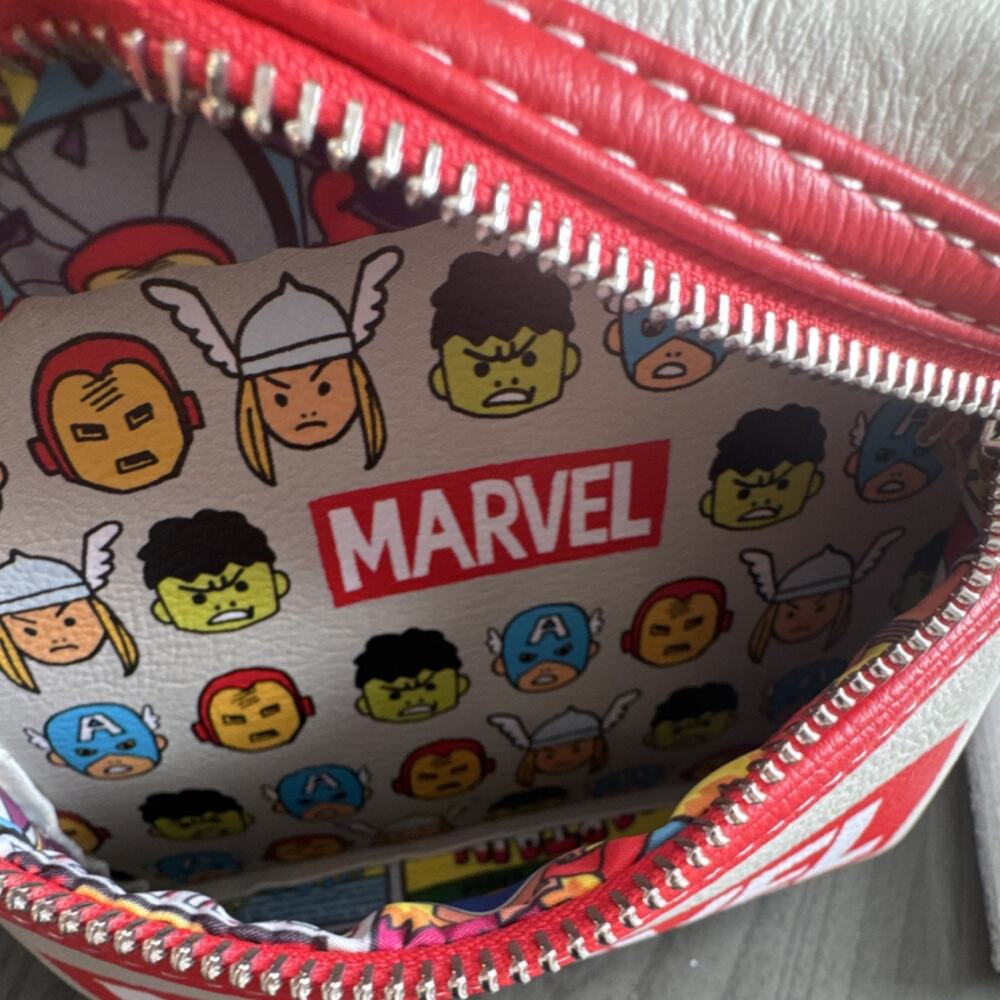 Marvel Loungefly Kids Backpack Red White Multicolor Faux Leather Avengers Print - Picture 7 of 7